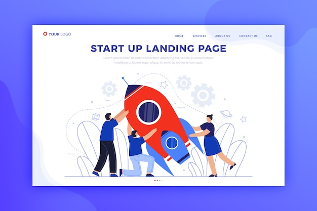 Free vector startup business landing page template