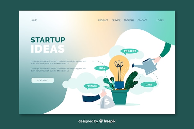 Free vector startup ideas landing page