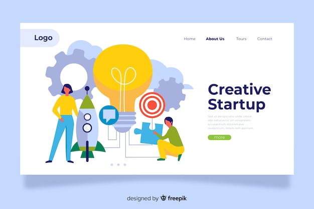 Free vector startup landing page concept