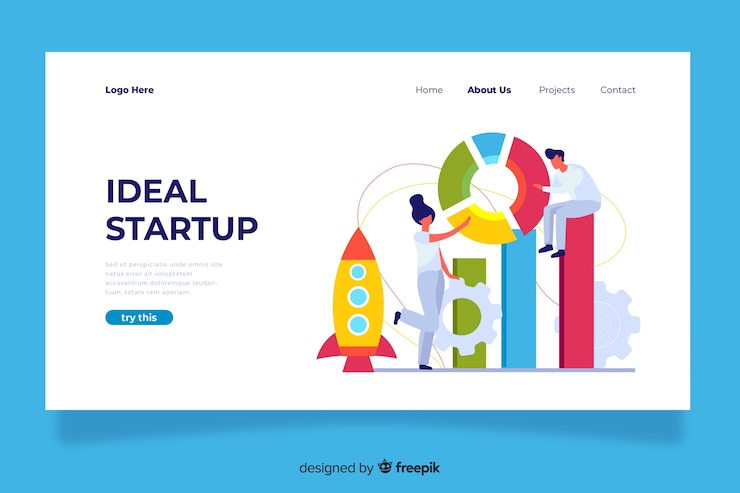 Free Vector startup landing page concept