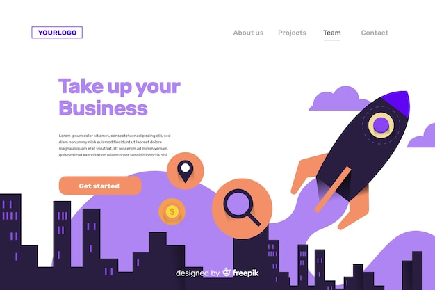 Free vector startup landing page concept