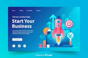 Free vector startup landing page concept