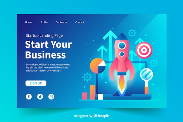 Startup landing page concept