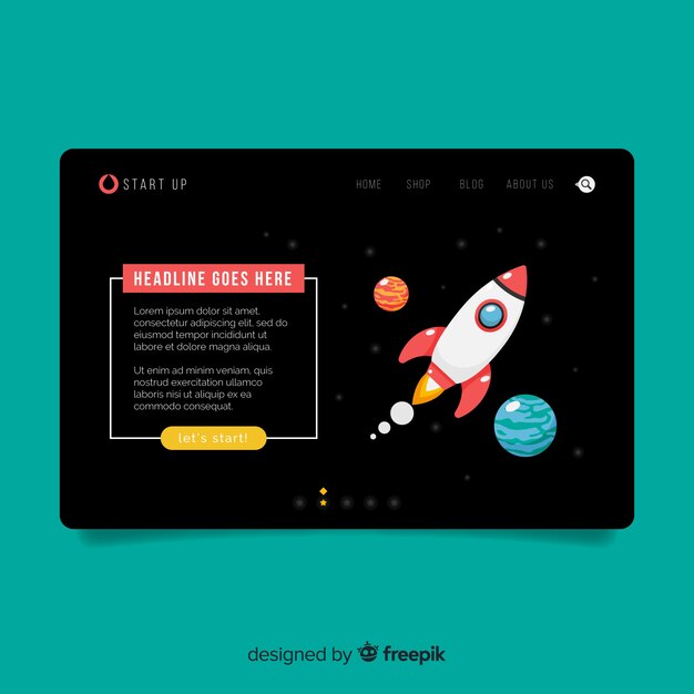 Free vector startup landing page template