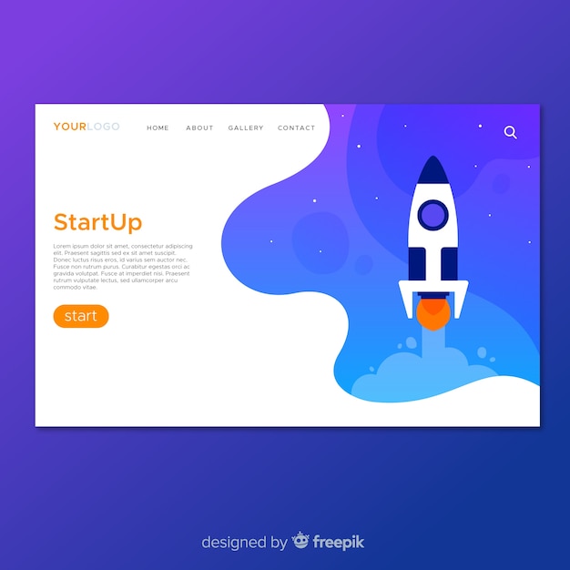 Free vector startup landing page