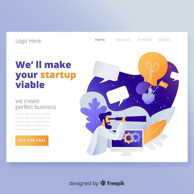 Startup landing page