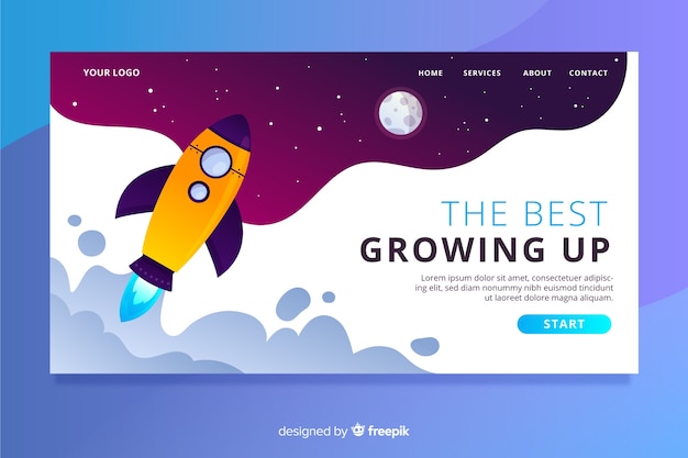 Free vector startup landing page