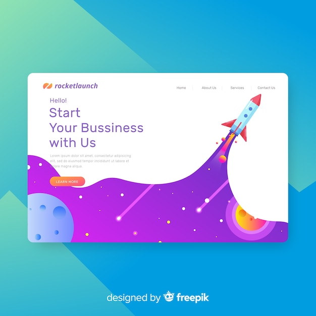 Free vector startup landing page