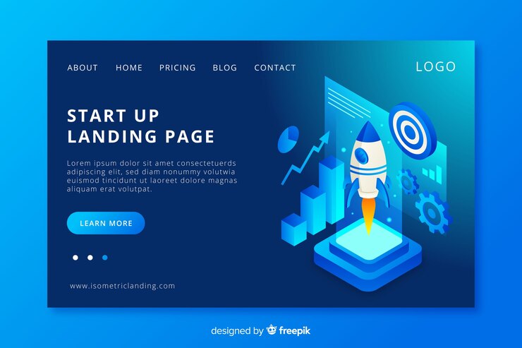 Free Vector startup landing page