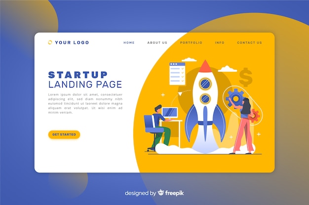 Free vector startup landing page