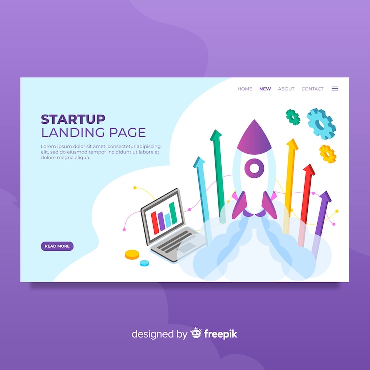 Free Vector startup landing page