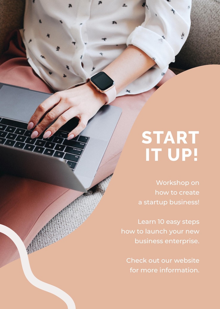 Free Vector startup poster template for entrepreneur
