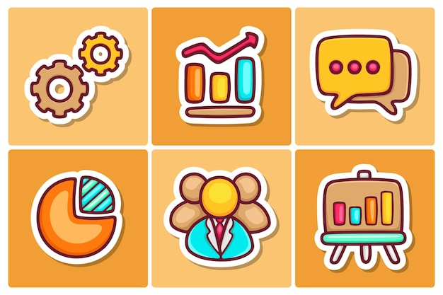 Startup sticker icons doodle coloring vector