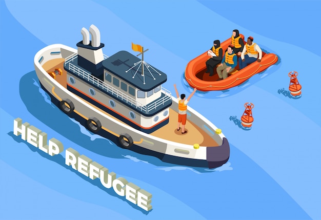 Бесплатное векторное изображение Иллюстрация убежища беженцев без гражданства