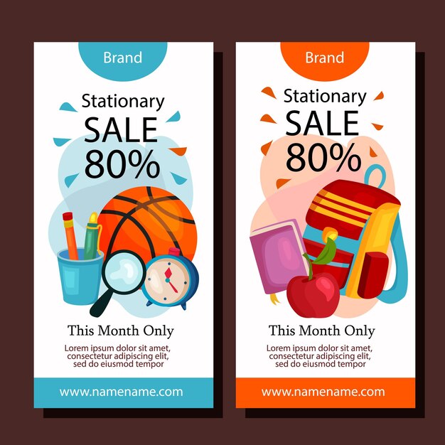 Stationary sale vertical banner layout template