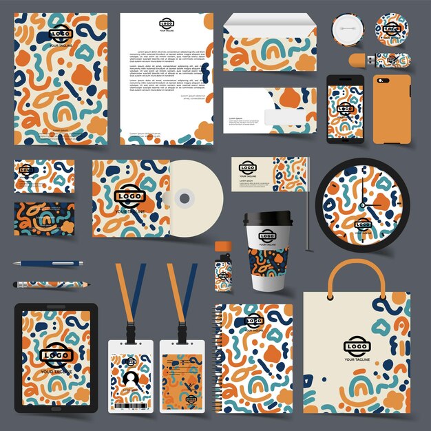 Stationery design set in editable vector format