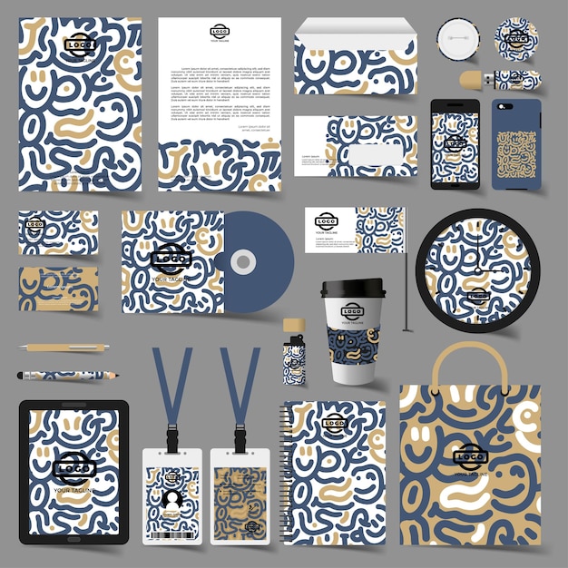 Free vector stationery design set in editable vector format