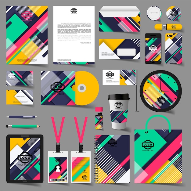 Free vector stationery design set in vector format