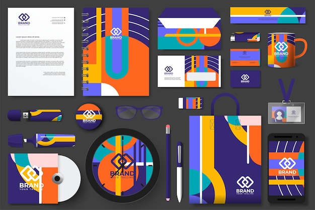 Free vector stationery design set in vector format
