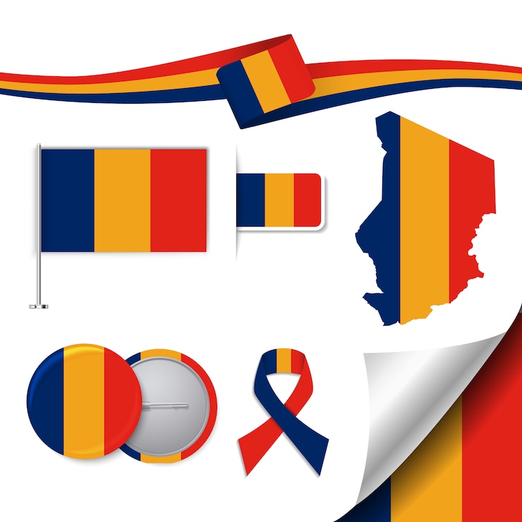 Free Vector stationery elements collection with the flag of chad design