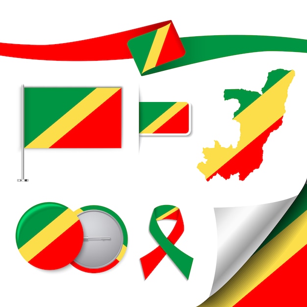 콩고 디자인의 국기와 편지지 요소 컬렉션