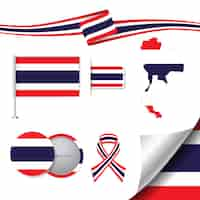 Free vector stationery elements collection with the flag of thailand design