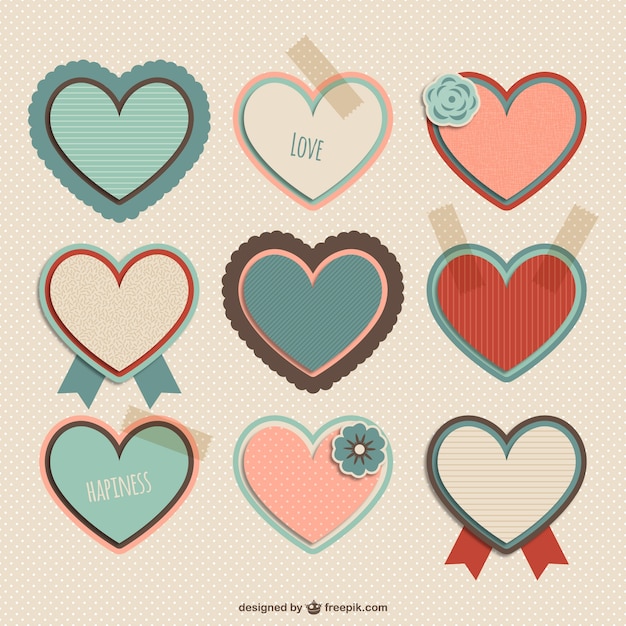 Бесплатное векторное изображение Коллекция канцелярских сердца