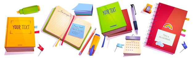 Free vector stationery and notebooks school or office supplies