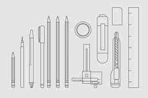 Free vector stationery outline, vector illustration set