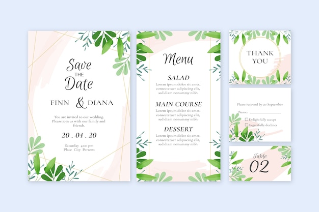 Stationery template wedding pack