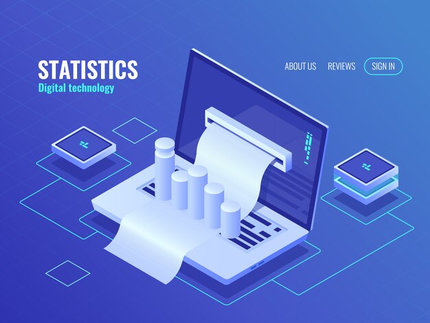 Statistic and analysis concept, data processing result, economic report, electron bill