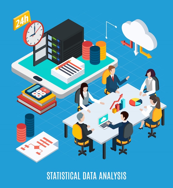 Free vector statistical data analysis isometric