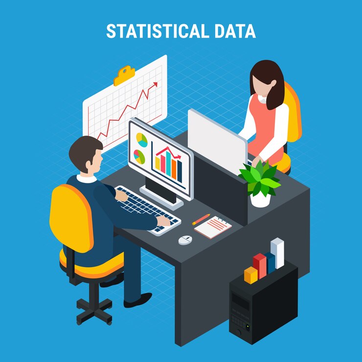 Free Vector statistical data isometric 