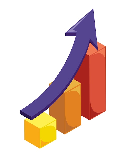 Vettore gratuito barre statistiche con freccia