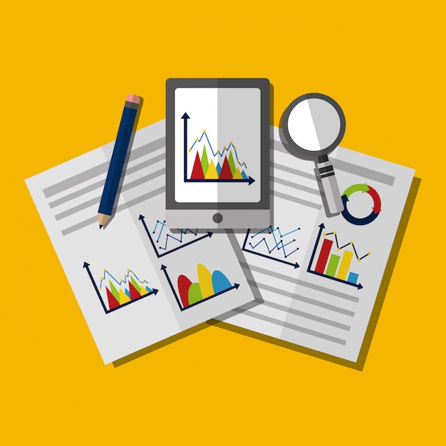 Vettore gratuito illustrazione di affari di analisi dei dati di statistiche