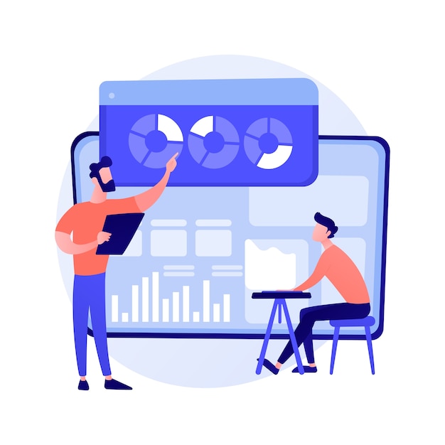 Statistics data analysis. Financial administration. Circular diagram with colorful segments, business pie chart. Statistics, audit, consulting.