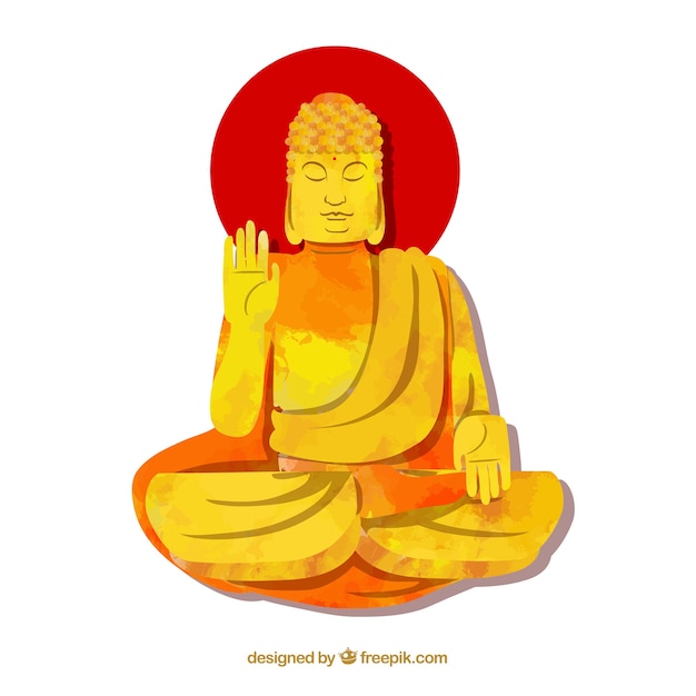 Free vector statue of buddha background in flat style