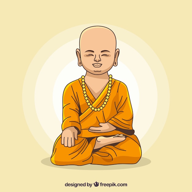 Statue of buddha background in flat style