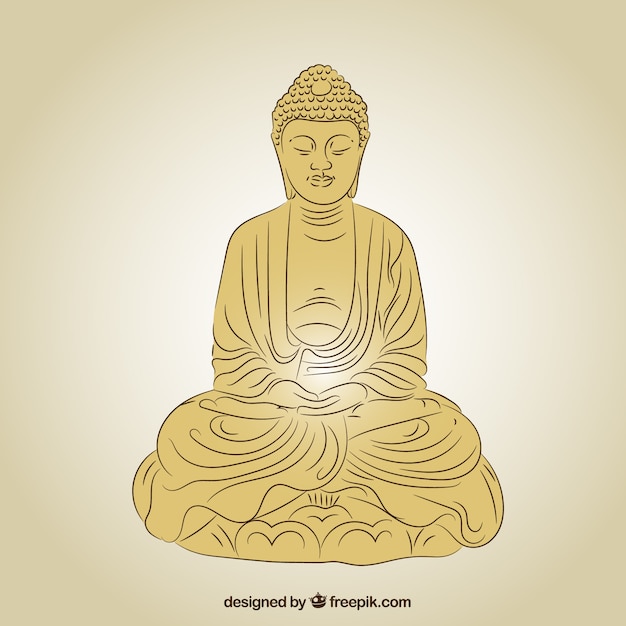 Free vector statue of buddha in golden color