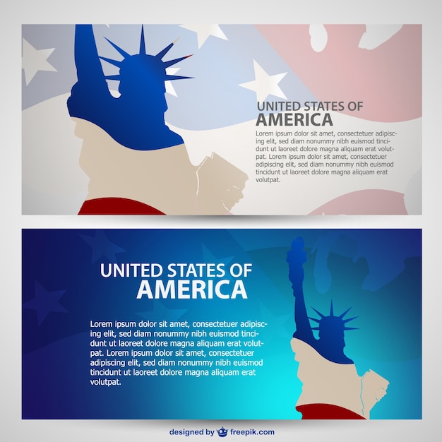 Free vector the statue of liberty banners