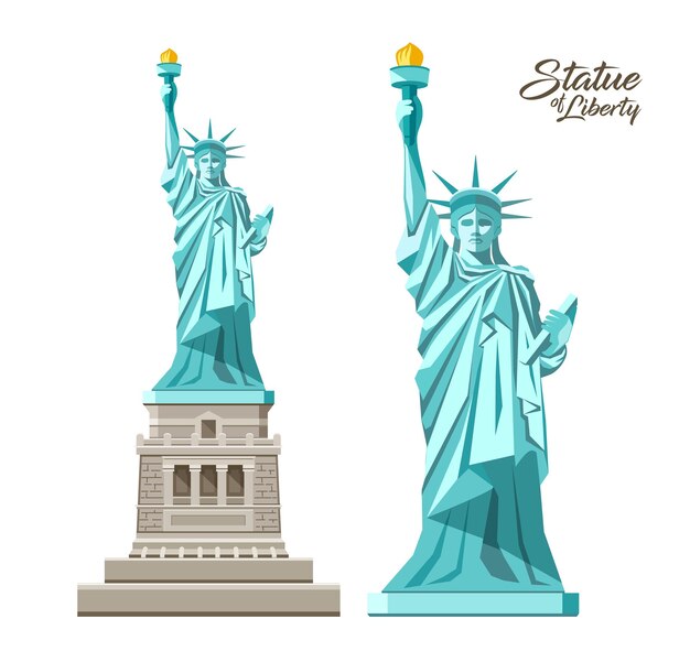 Premium Vector The Statue Of Liberty Liberty Enlightening The World In The United States Collection Design Isolated On White Background Illustration