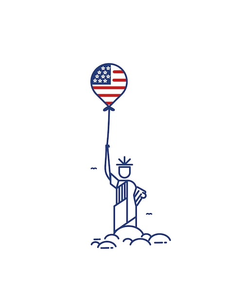 Бесплатное векторное изображение Статуя свободы 4 июля день независимости сша