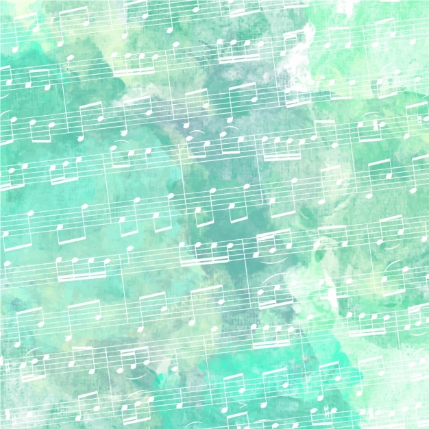 Free vector stave with green watercolor background