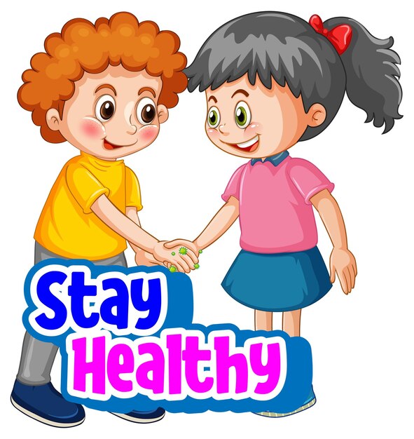 Шрифт Stay Healthy с двумя детьми не изолировал социальное дистанцирование