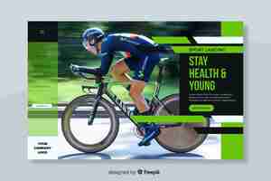 Free vector stay healthy sport landing page with photo