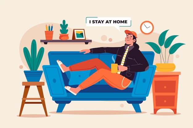 Free vector stay at home concept