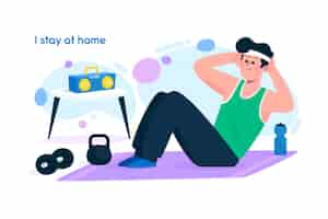 Free vector stay at home concept