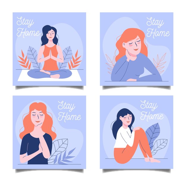 Free vector stay at home event instagram story collection template