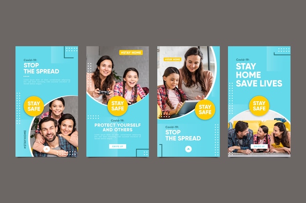 Free vector stay at home event instagram story collection template