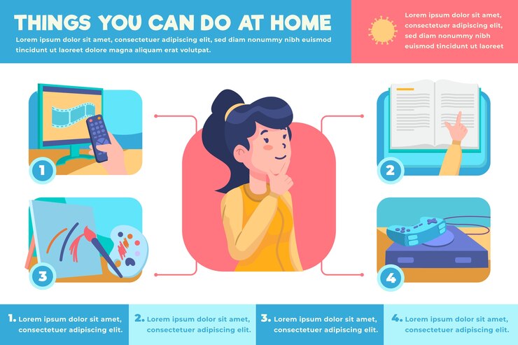 Free Vector stay at home infographic in flat design